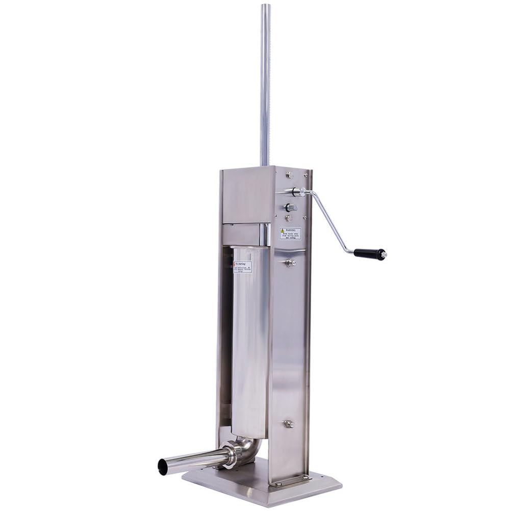7L Stainless Steel Vertical Sausage Stuffer with 4 Stuffing Tubes H63895