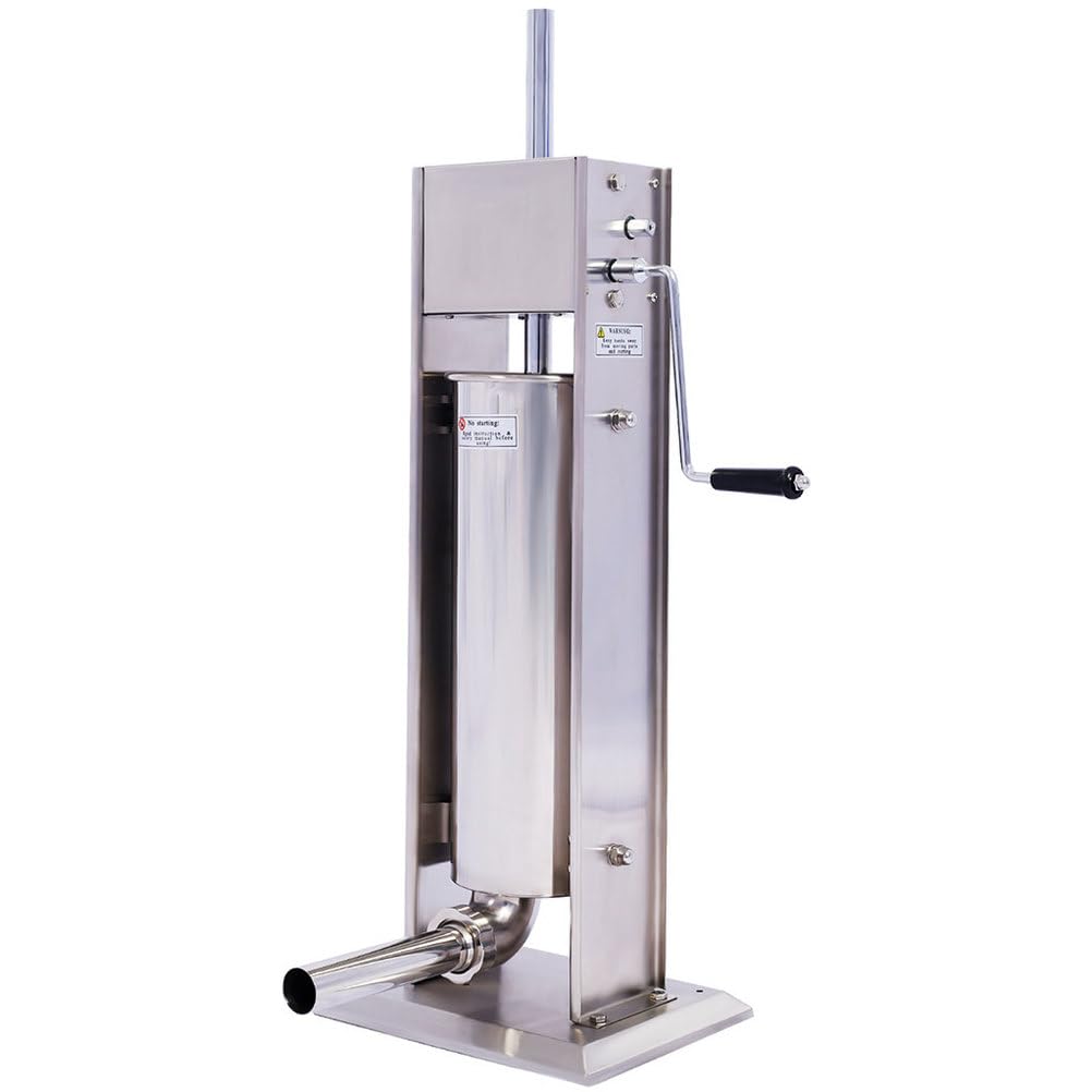7L Stainless Steel Vertical Sausage Stuffer with 4 Stuffing Tubes H63895