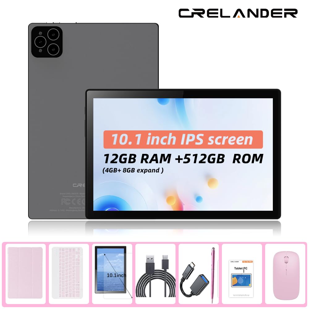 10.1 Inch Android 13 Tablet with SIM Card Slot, 12GB+512GB, Pink A644