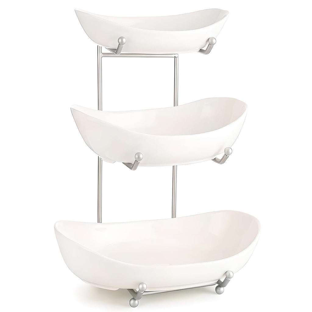 3 Tier Ceramic Fruit Basket with Holder W70086