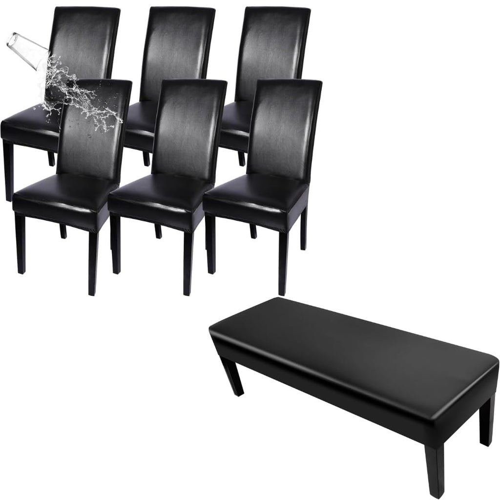 Waterproof PU Leather Dining Chair Covers Set of 6 X14158