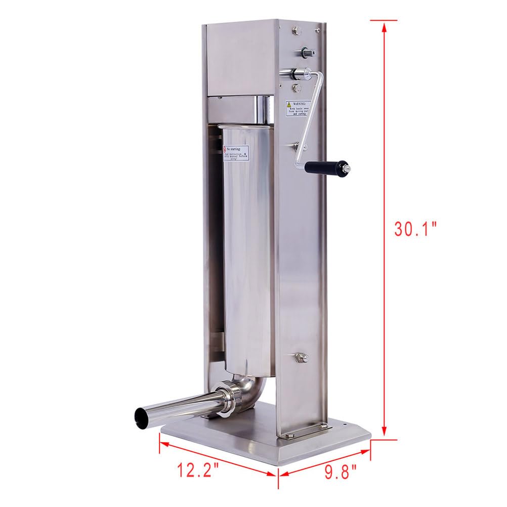 7L Stainless Steel Vertical Sausage Stuffer with 4 Stuffing Tubes H63895