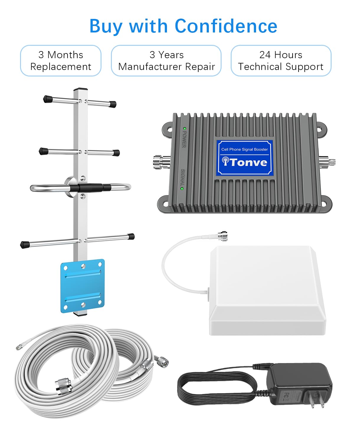 Cell Phone Signal Booster Kit with High Gain Antennas L39899