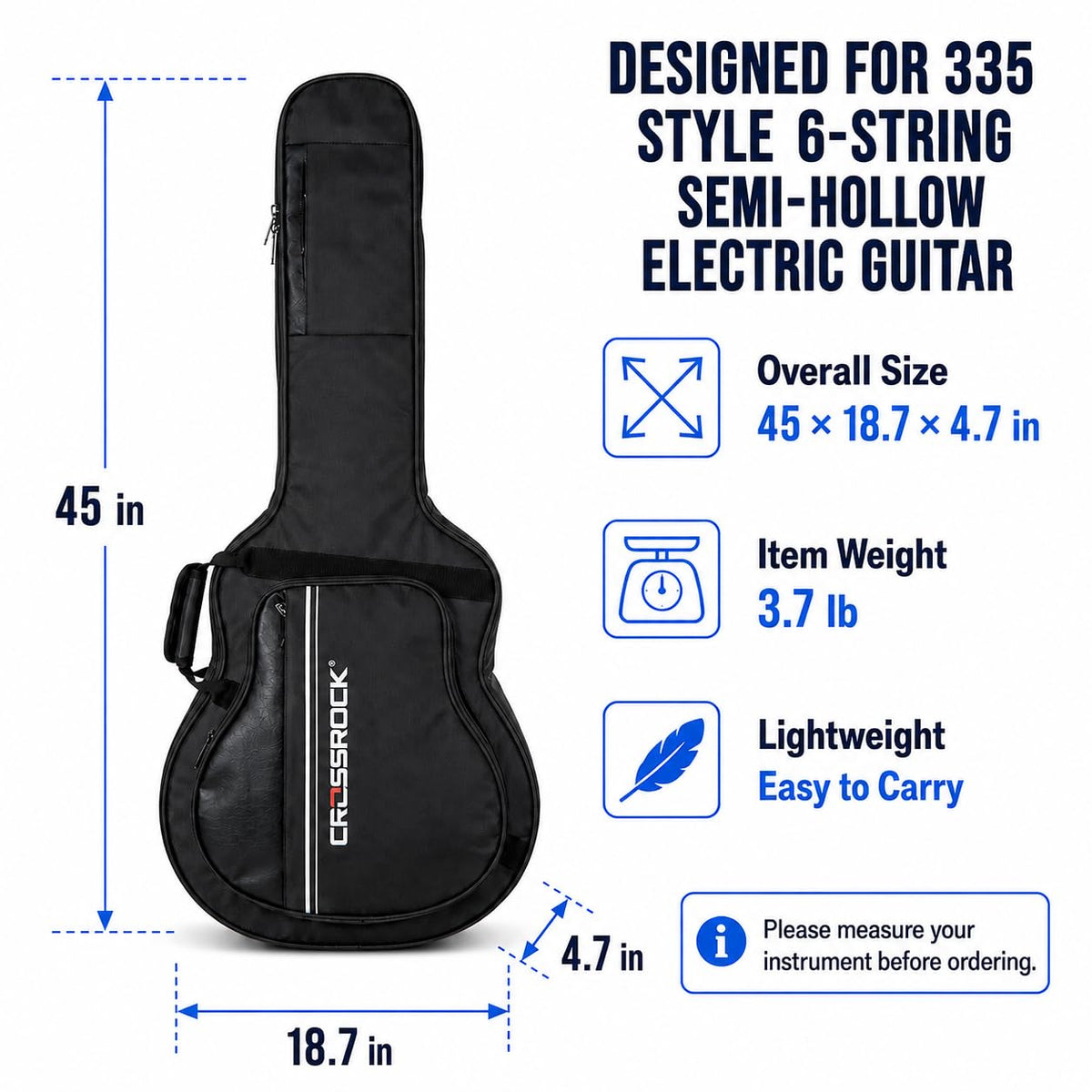 6-String Semi-Hollow Electric Guitar Gig Bag F16627