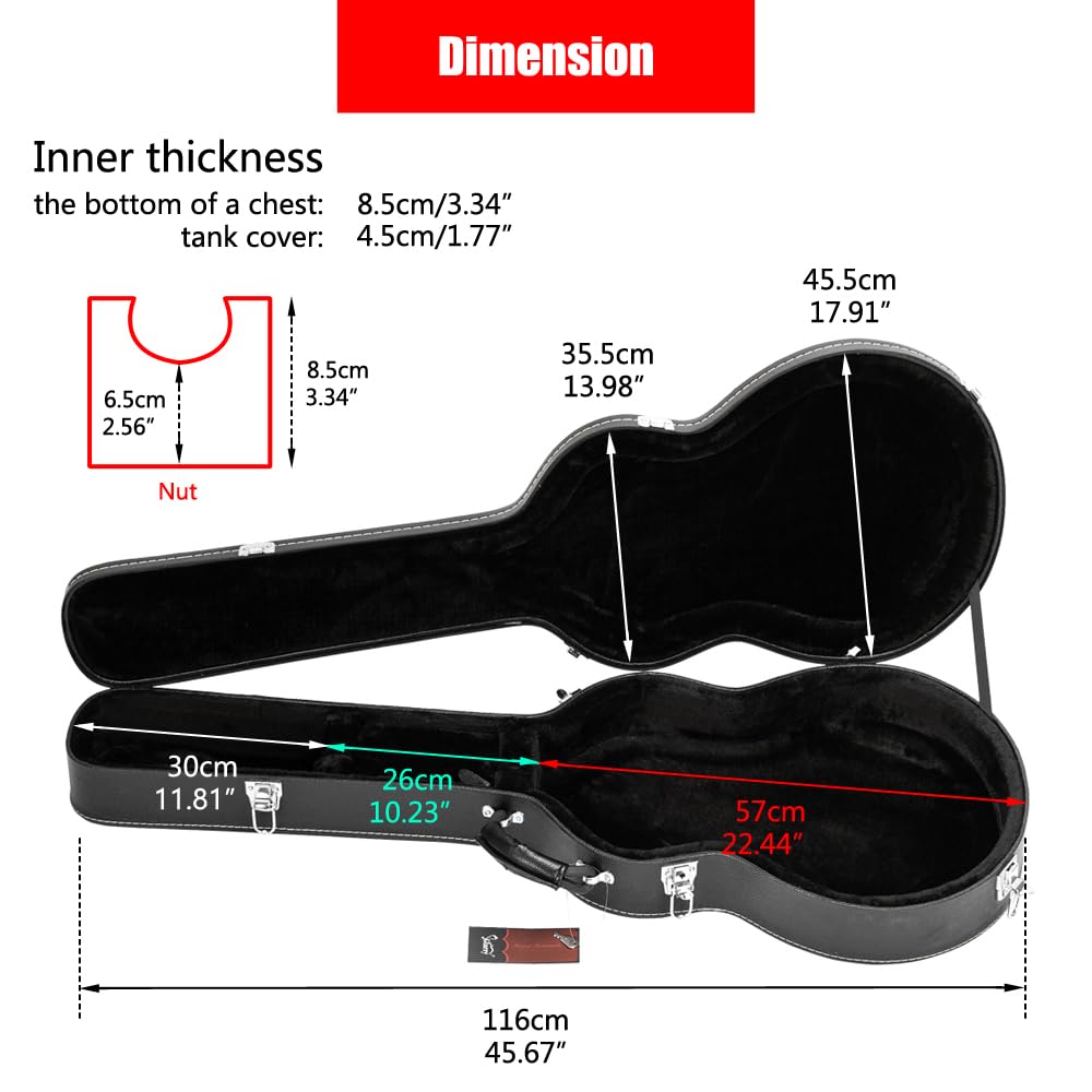 42-Inch Wooden Hard-Shell Electric Guitar Case with Lock Latch Padding C1161
