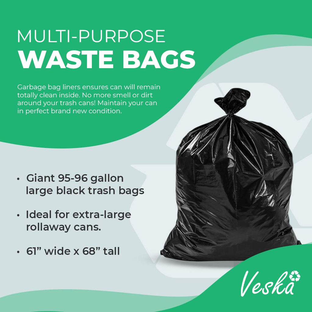 95-96 Gallon Black Heavy Duty Trash Bags with Ties M61478