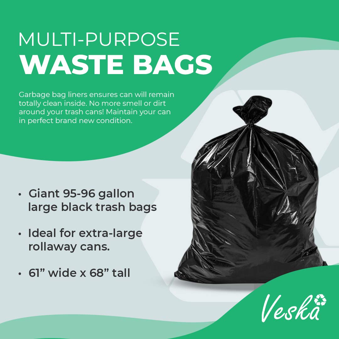 95-96 Gallon Black Heavy Duty Trash Bags with Ties M61478