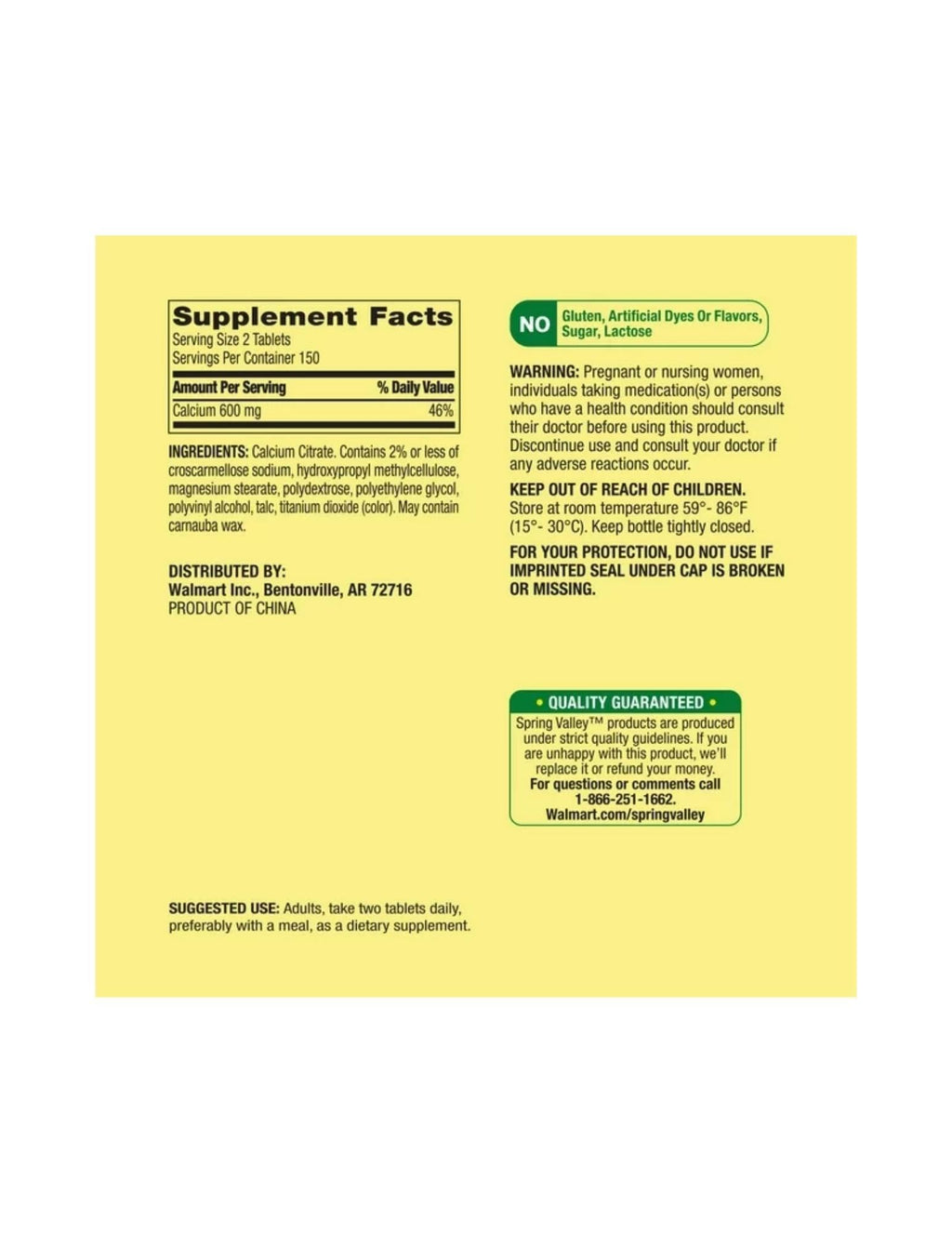 Calcium Citrate 600 mg 300 Tablets S78434