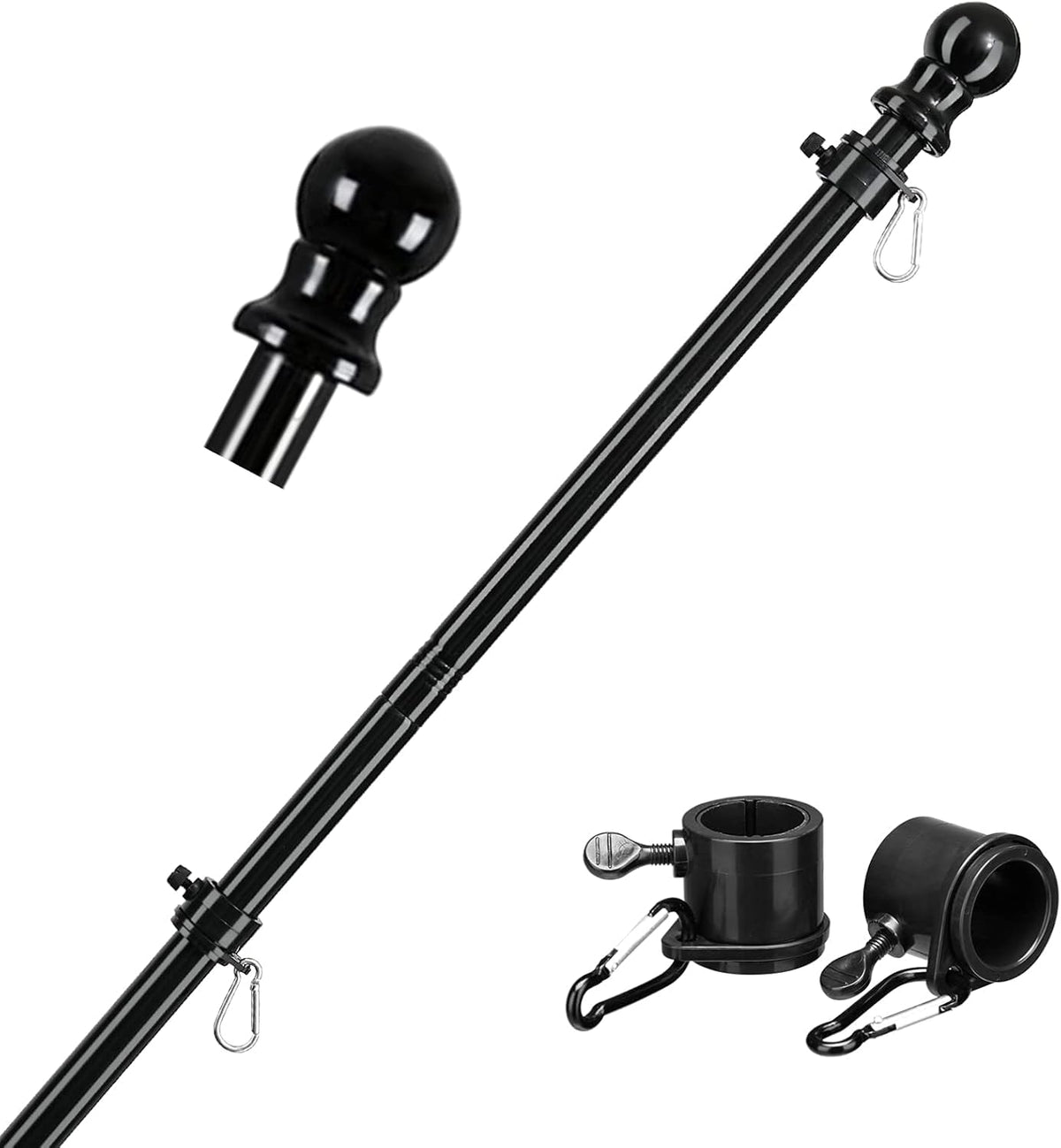 Black 5ft Tangle Free Metal Flag Pole B55696