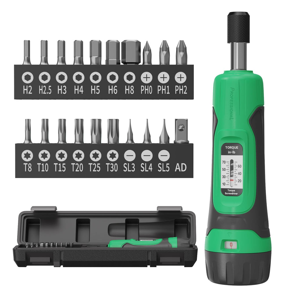 1/4" Drive 10-70 Inch Pounds 20 Pcs Torque Screwdriver Set P23822