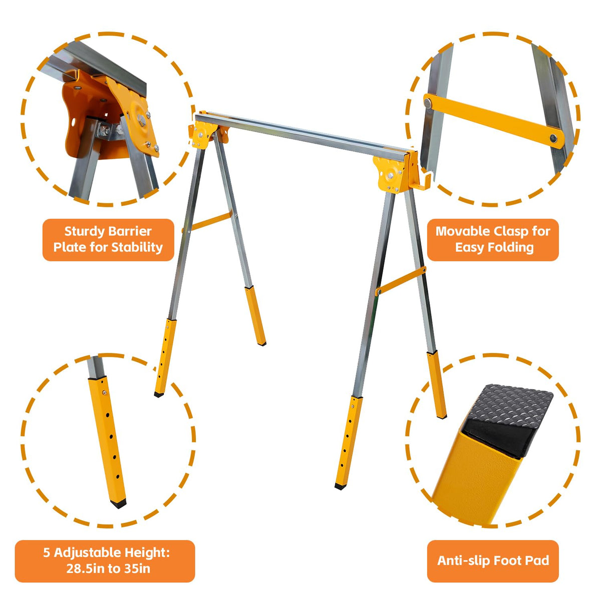 Adjustable Folding Steel Sawhorse 2 Pack V414