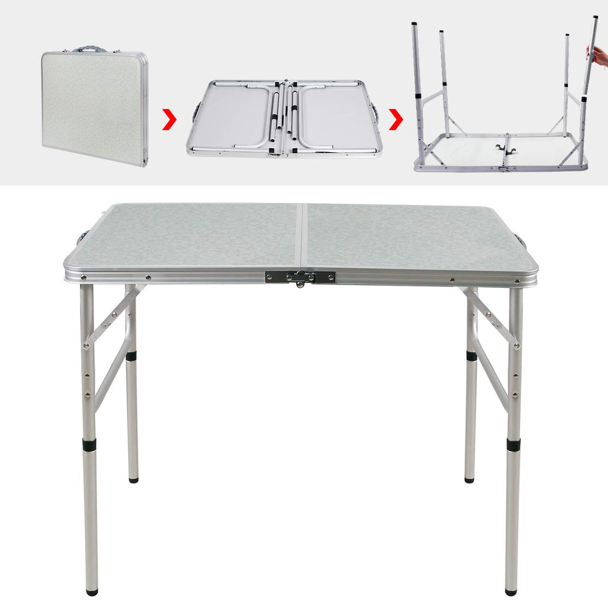 Lightweight Portable Aluminum Folding Camping Table with Adjustable Legs K71309