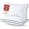 Queen Size Set of 2 White Gusseted Bed Pillows X1934