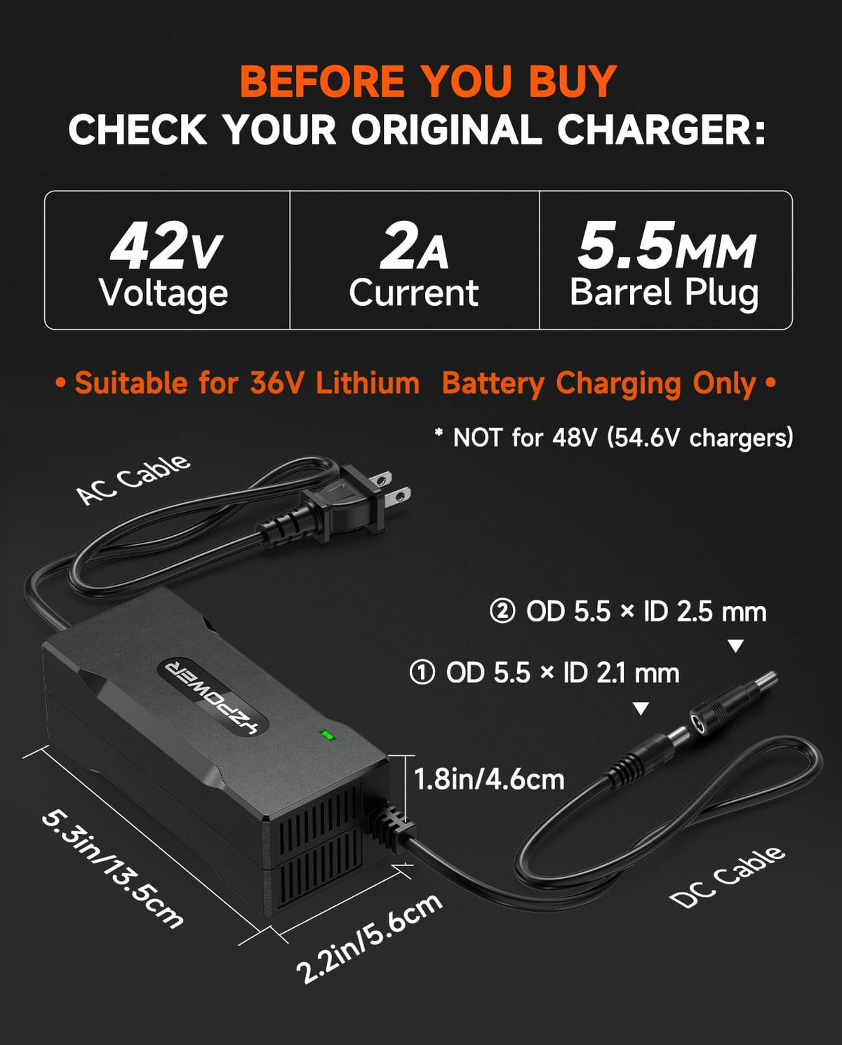 42V 2A Electric Scooter Charger F74952