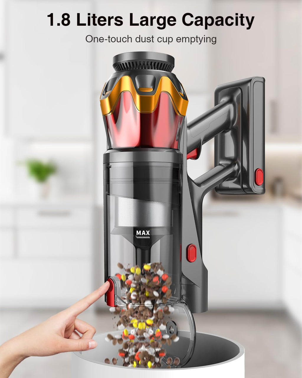 Cordless Stick Vacuum Cleaner 650W 55KPa Red N632164