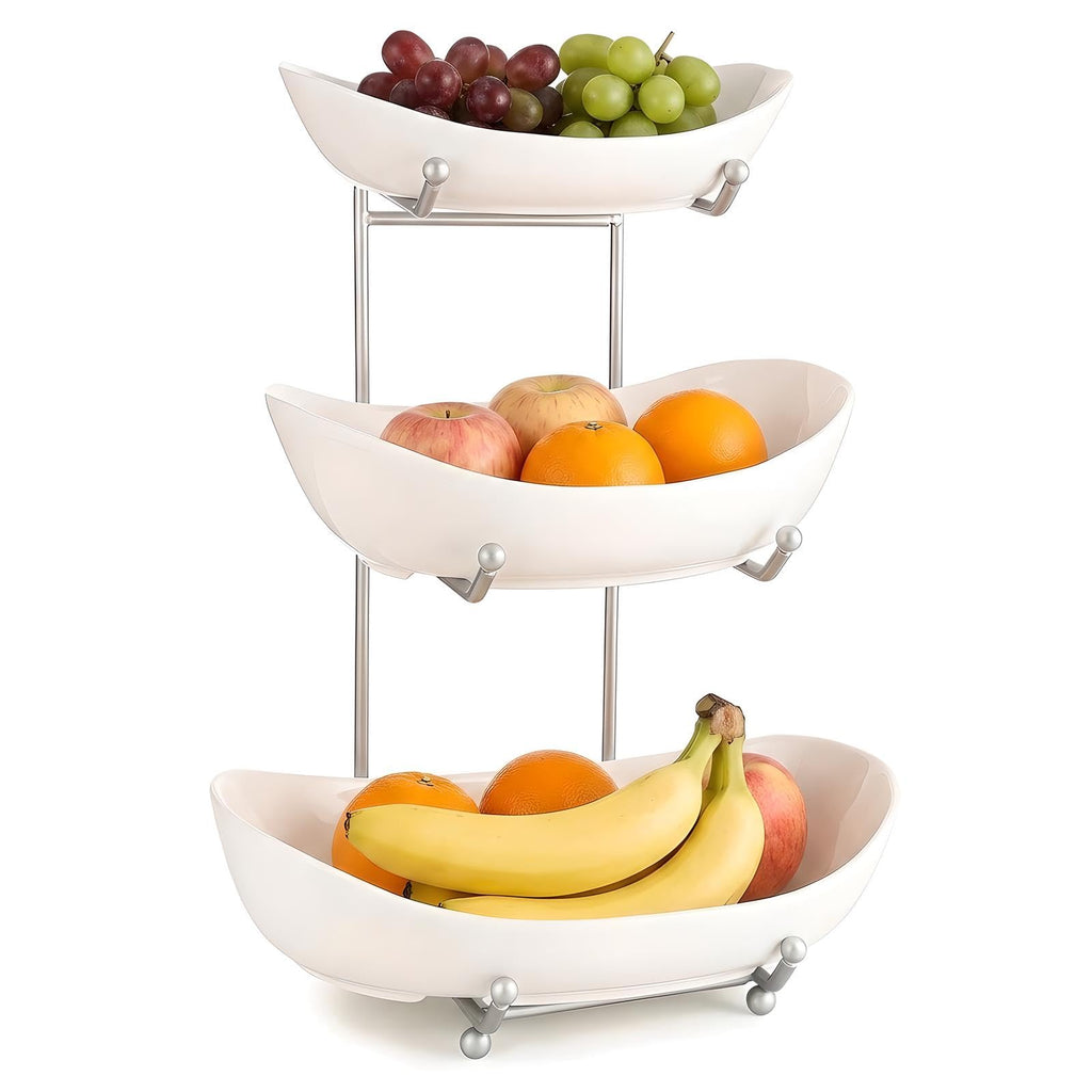 3 Tier Ceramic Fruit Basket with Holder W70086