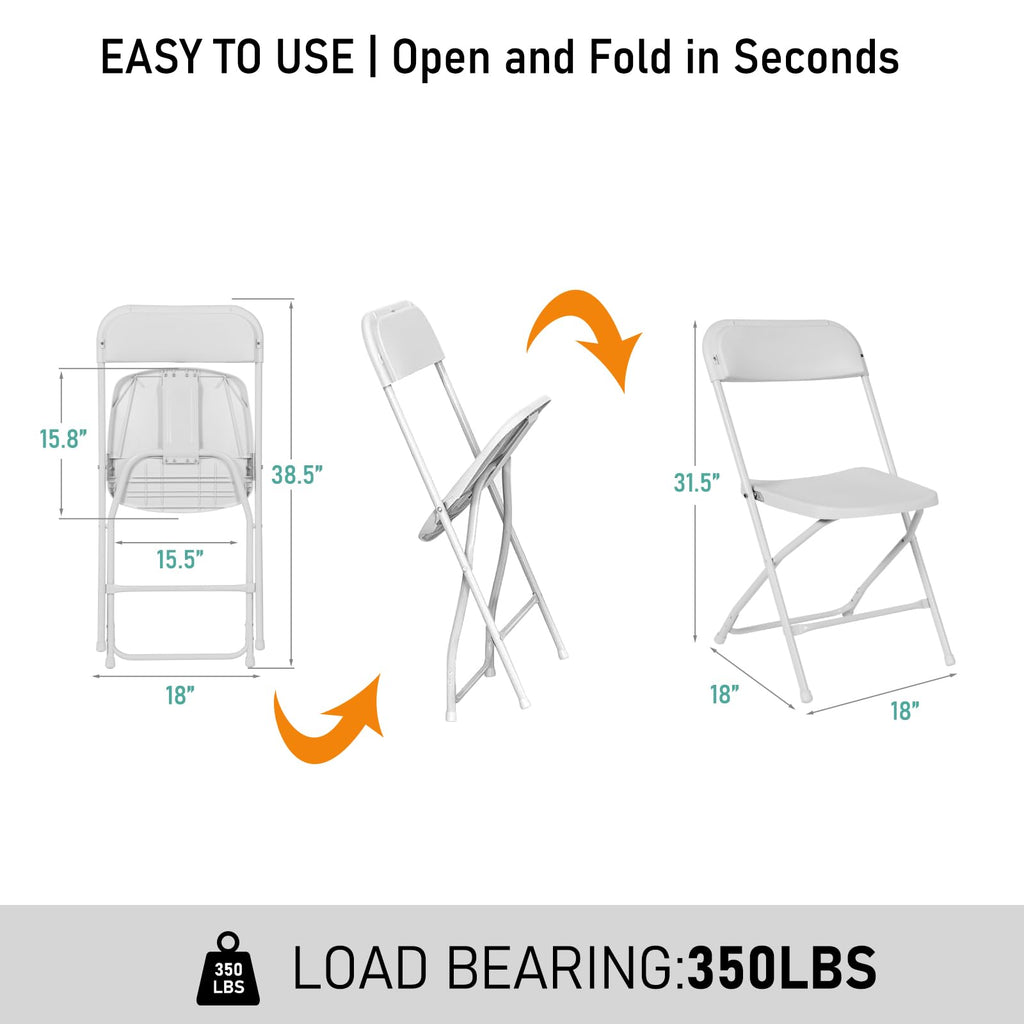 10 Pack White Plastic Folding Chairs Y272