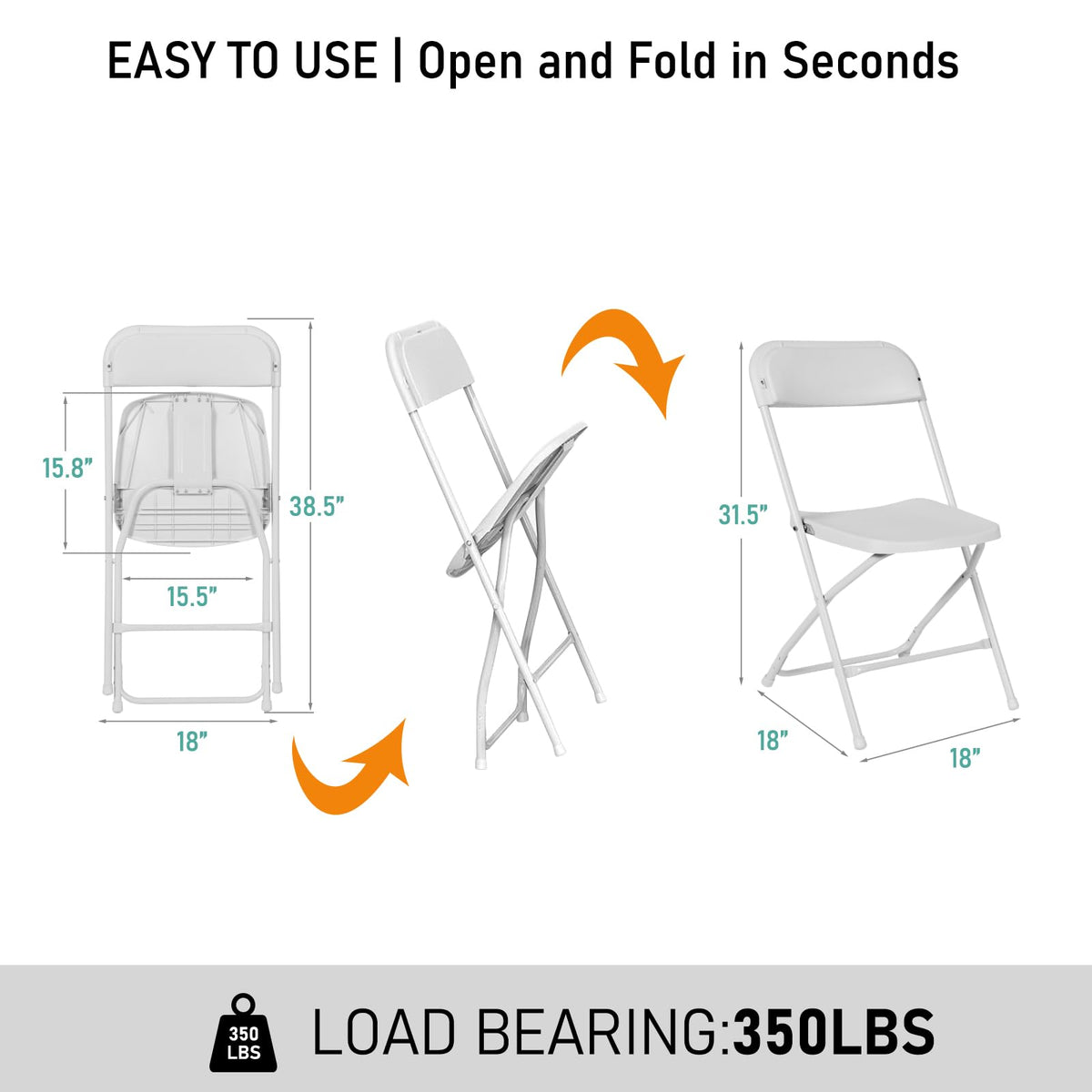 10 Pack White Plastic Folding Chairs Y272