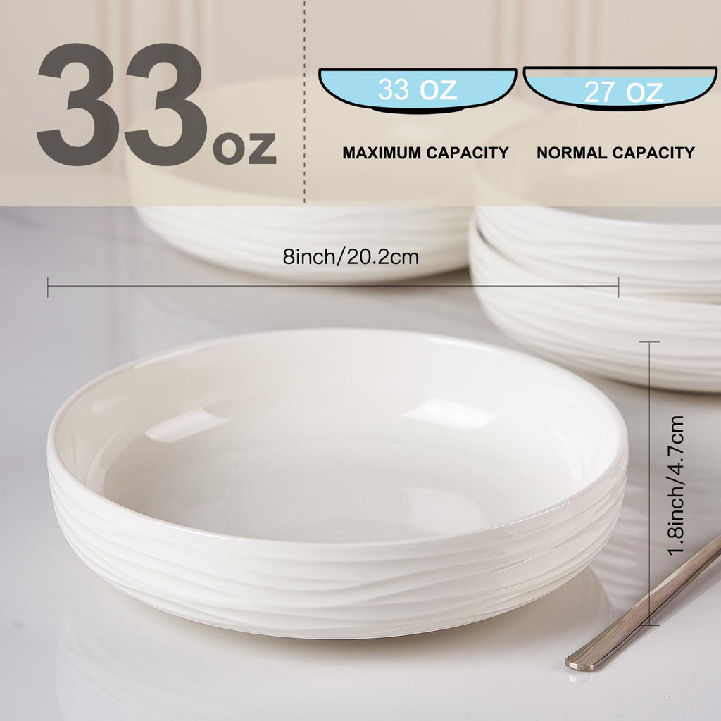 White Pasta Bowls Set of 4 E988