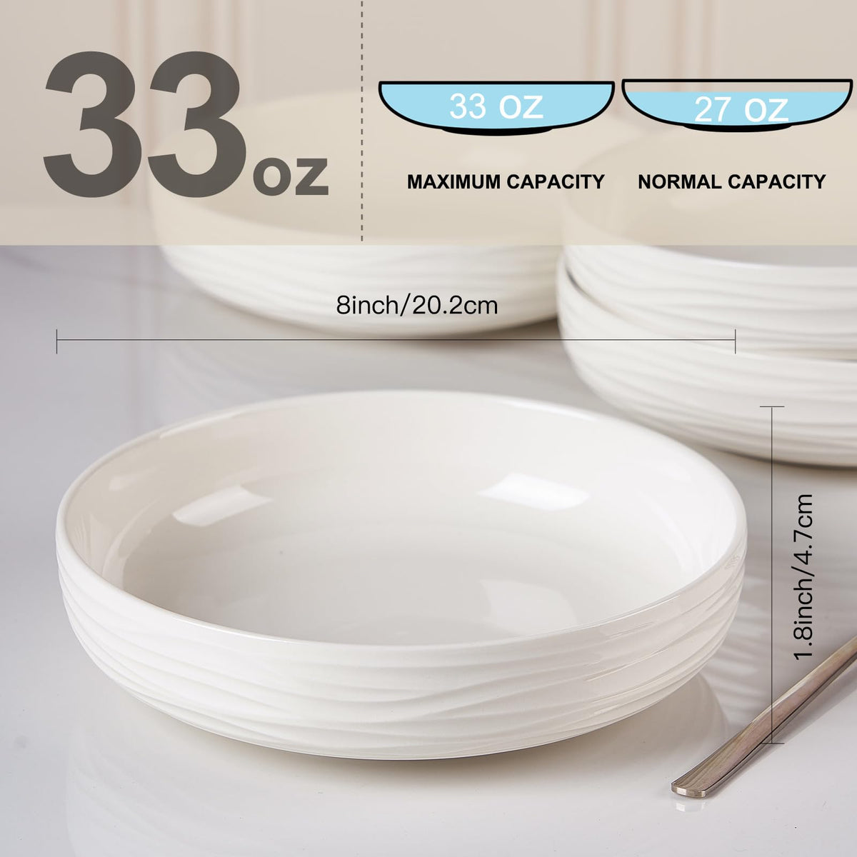 White Pasta Bowls Set of 4 E988
