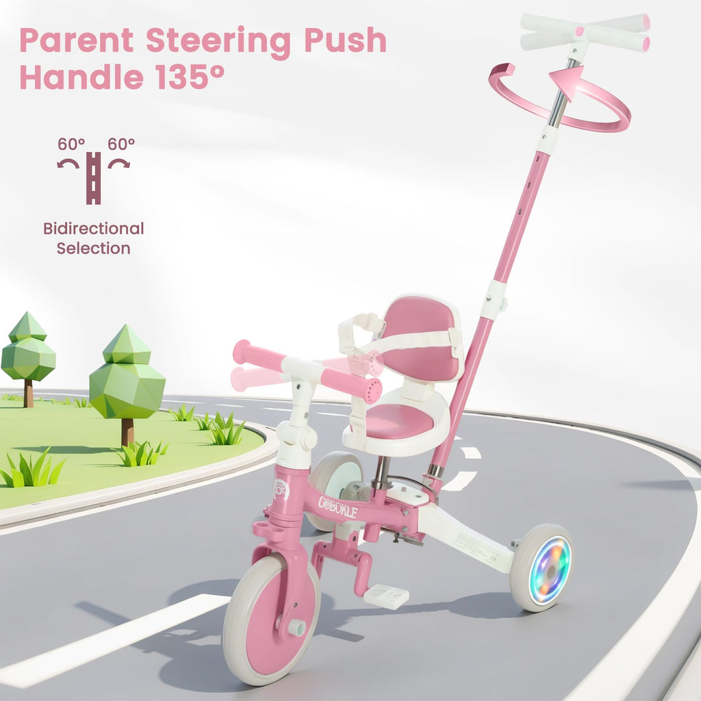 5-in-1 Convertible Toddler Tricycle with Push Handle K5928