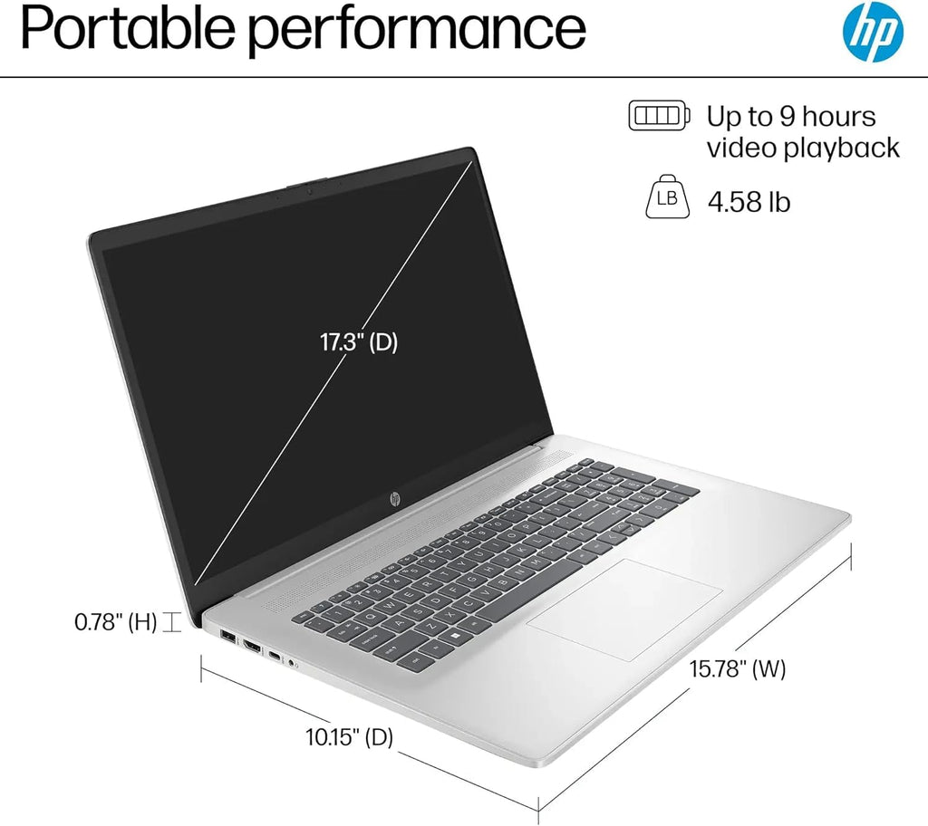 17.3" FHD Laptop Computer, 32GB RAM 1.5TB Storage, 6-Cores AMD Ryzen 5, Windows 11, Silver P773154