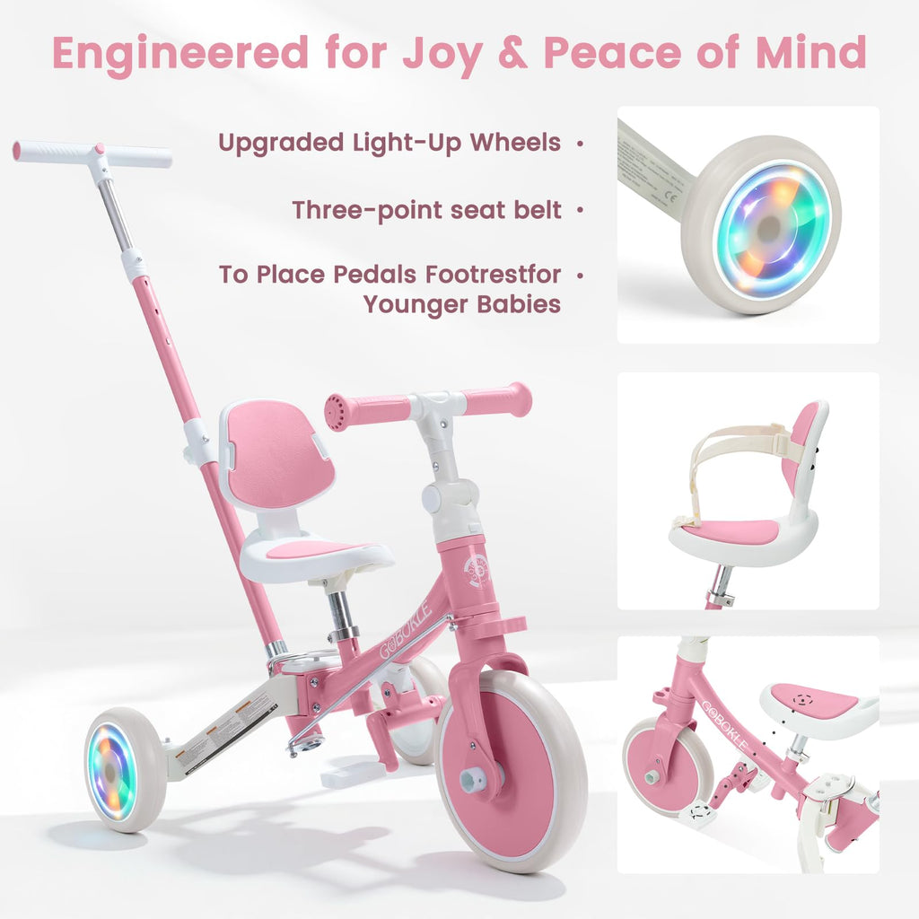 5-in-1 Convertible Toddler Tricycle with Push Handle K5928