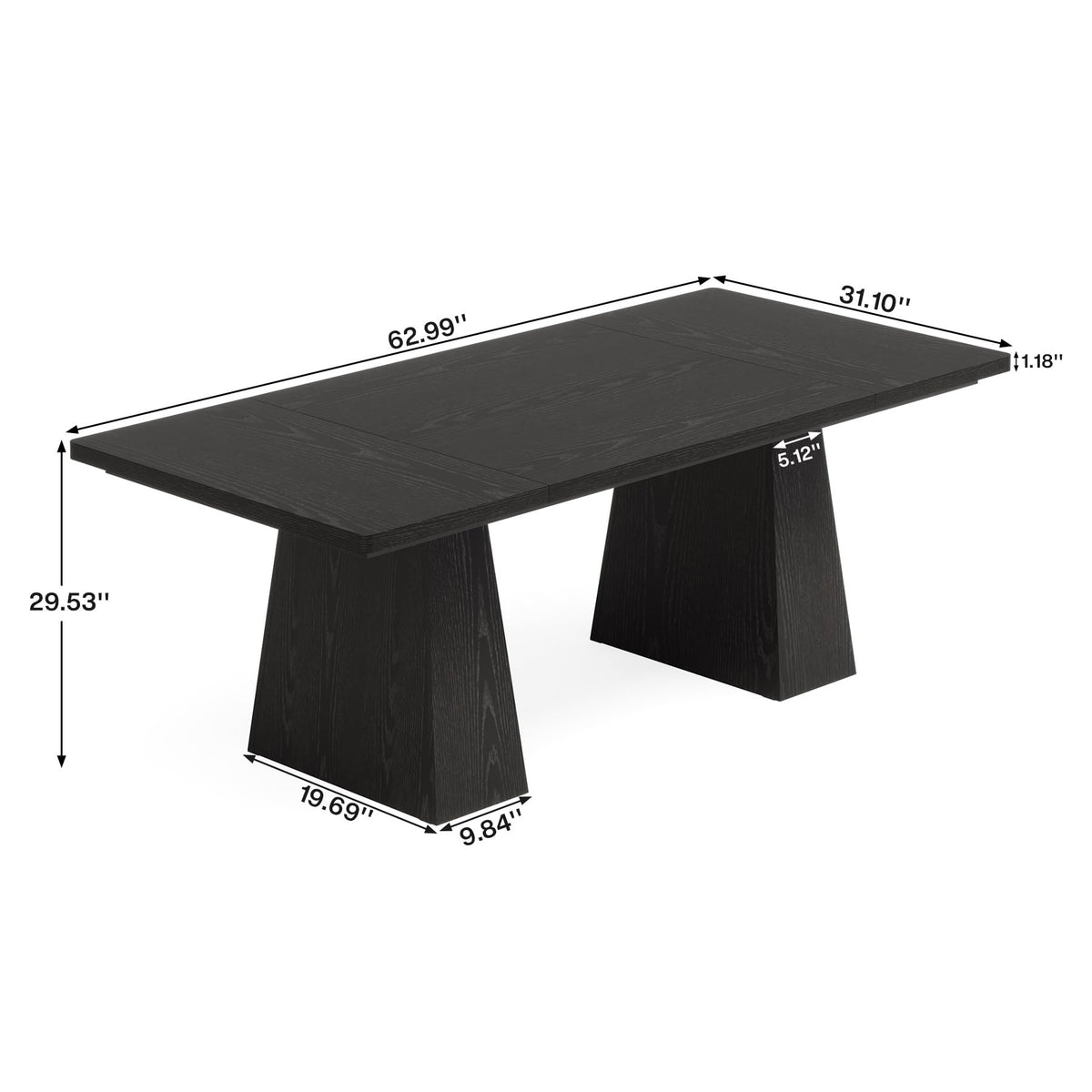 63-Inch Black Executive Desk with Double Pedestal G228419