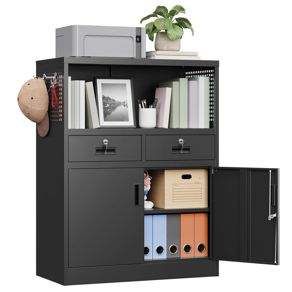 Metal Storage Cabinet with 2 Drawers and Locking Doors Z7881