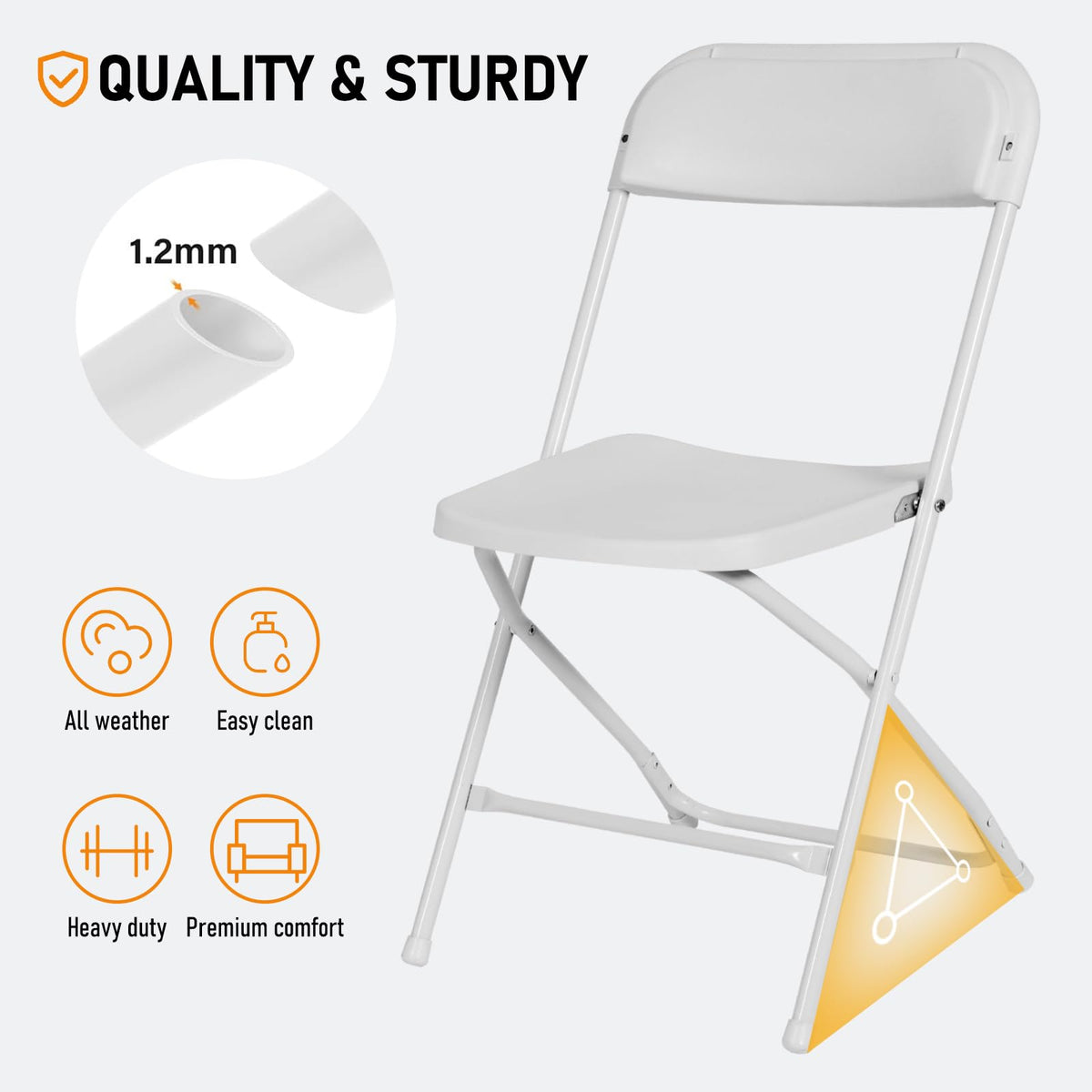 10 Pack White Plastic Folding Chairs Y272
