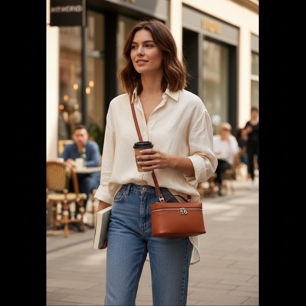 Small Genuine Leather Top-Handle Bag J357