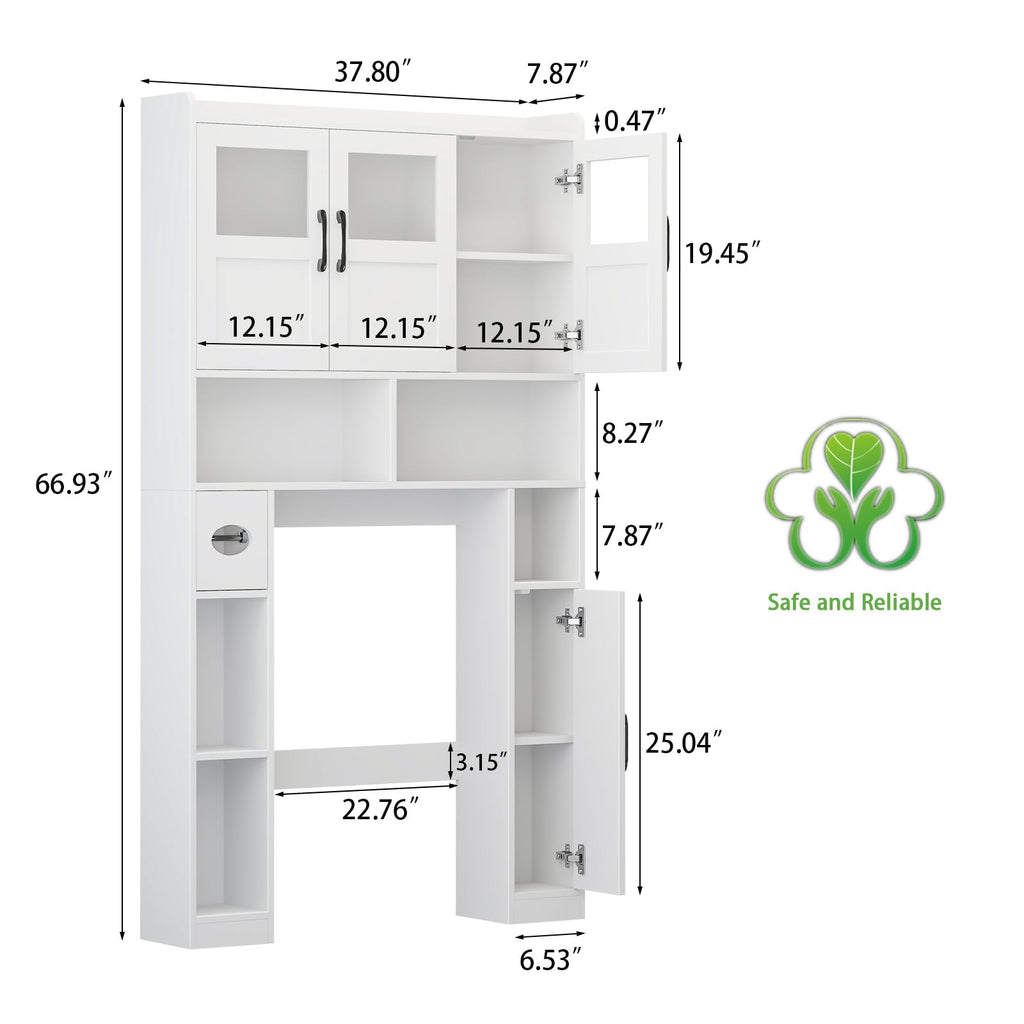 Over The Toilet Cabinet with 3 Acrylic Doors Y922