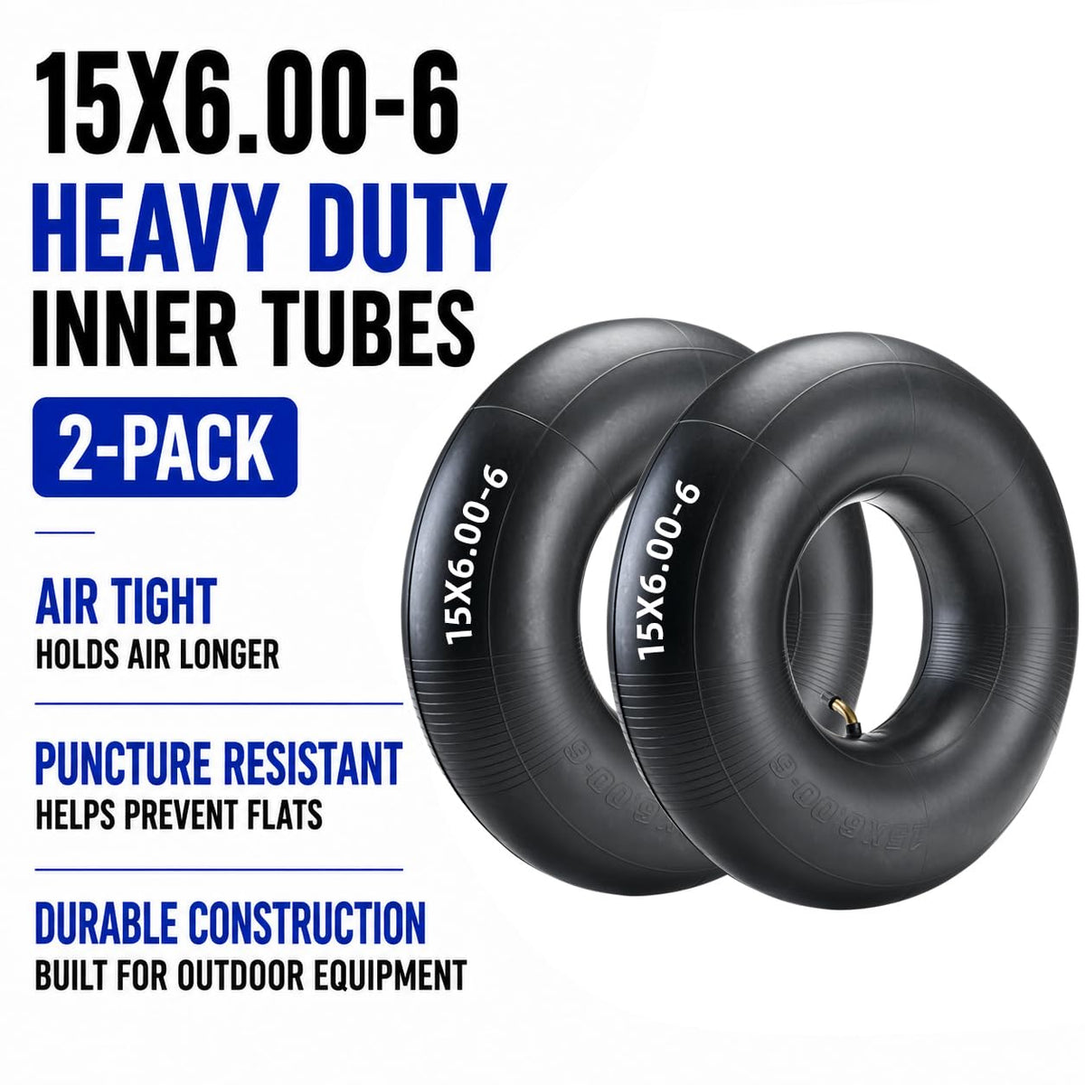 15x6.00-6 Inner Tubes 2-Pack TR-87 Bent Valve Stem I3081
