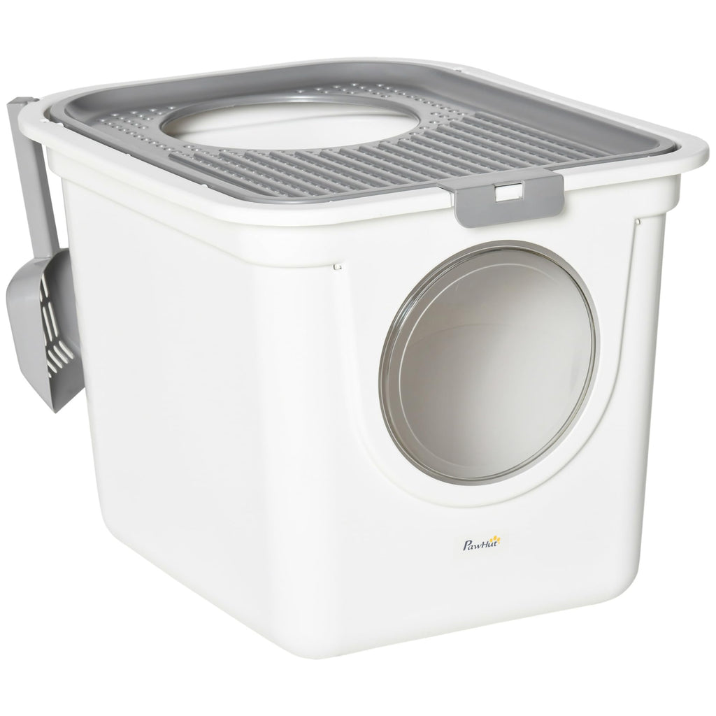 Covered Cat Litter Box with Scoop, White R838493