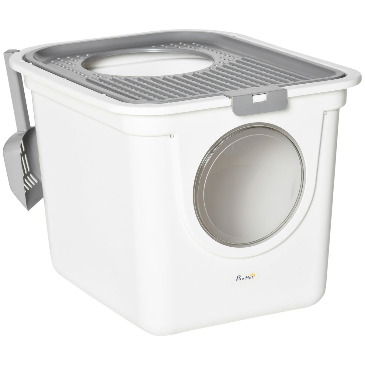 Covered Cat Litter Box with Scoop, White R838493
