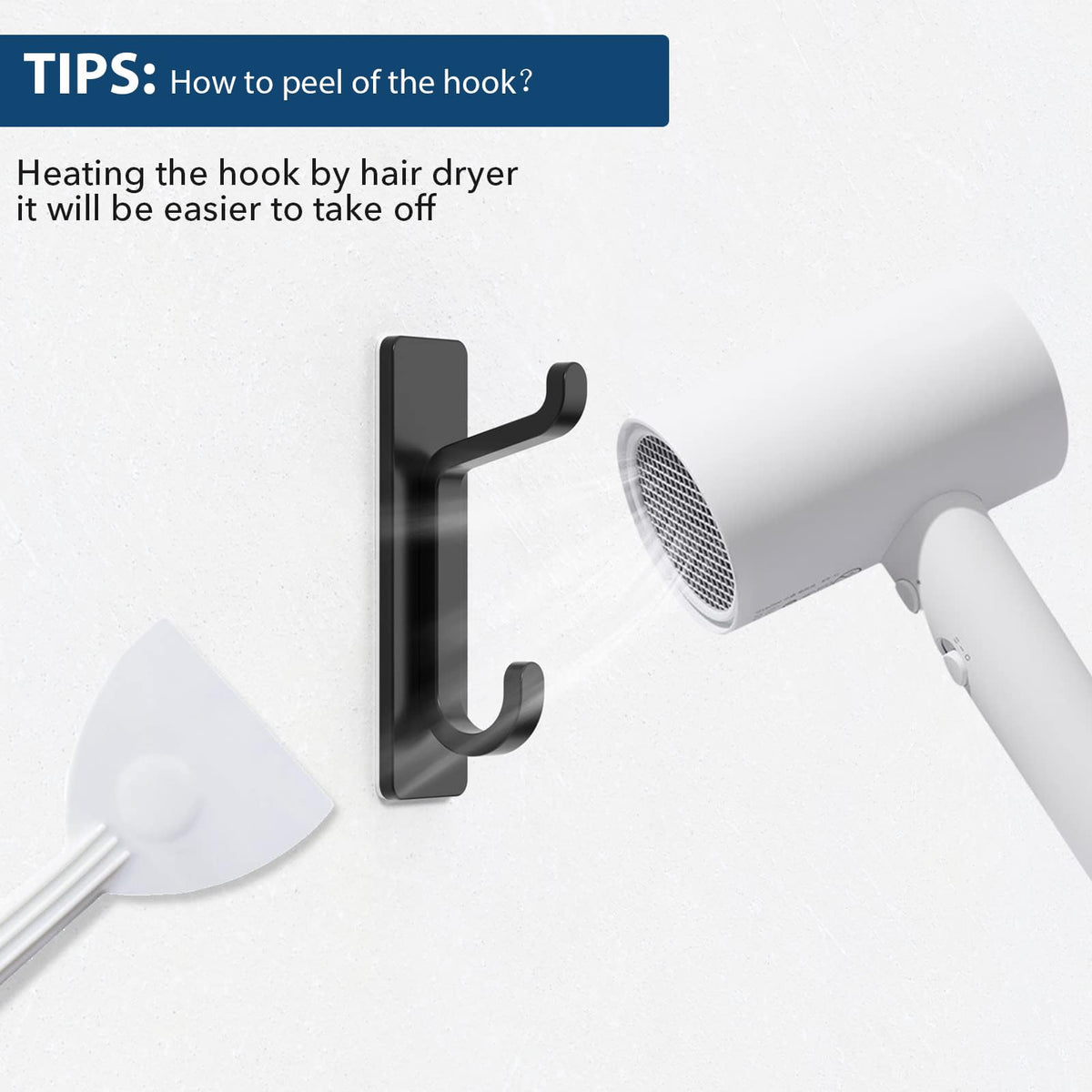 Black 4 Pack Stick-on Hooks Z704766