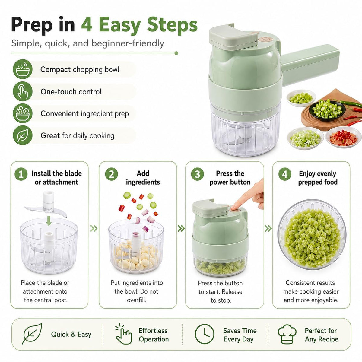 Electric 5-in-1 Handheld Vegetable Chopper U99652
