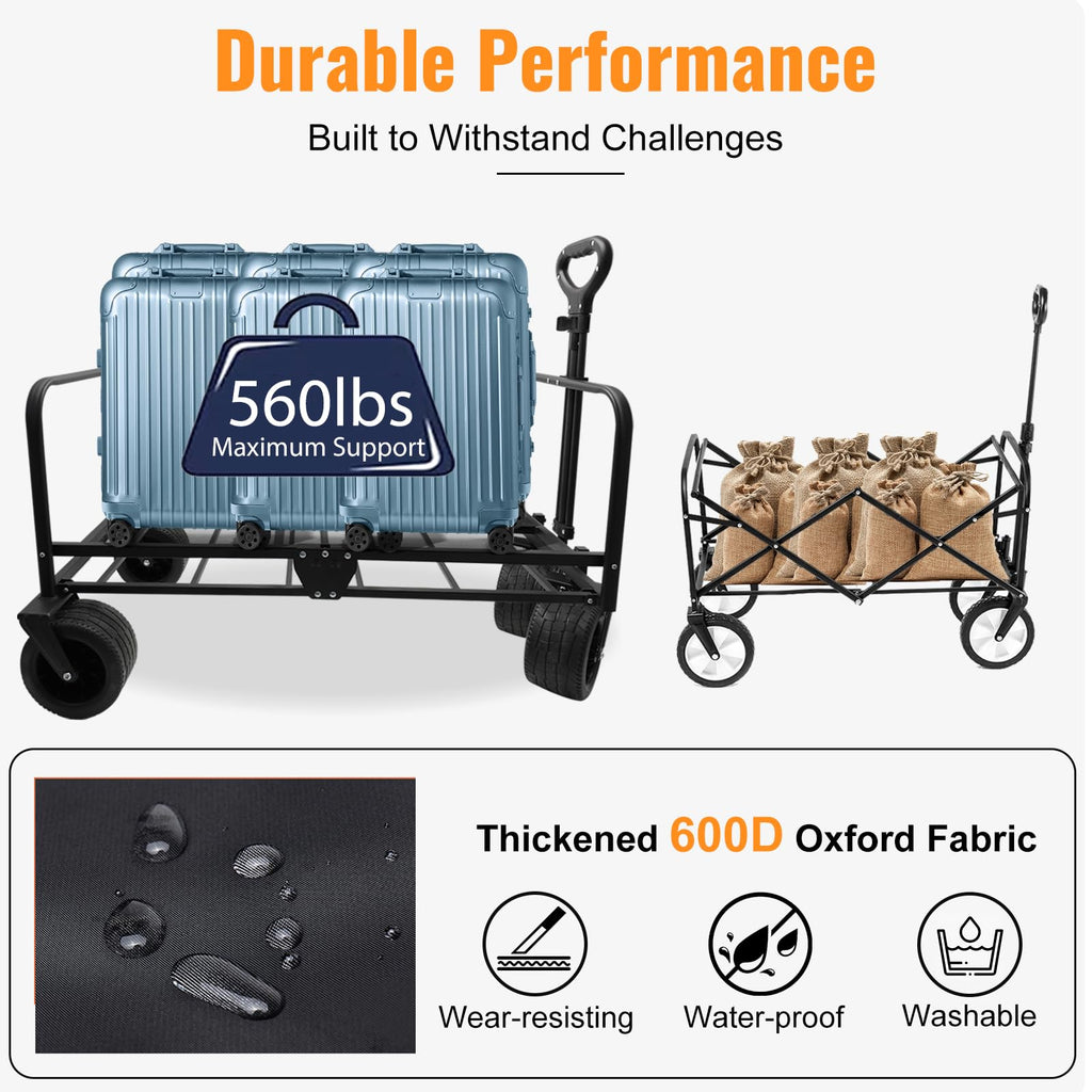Collapsible Wagon Cart with Wheels 240L Capacity E653338