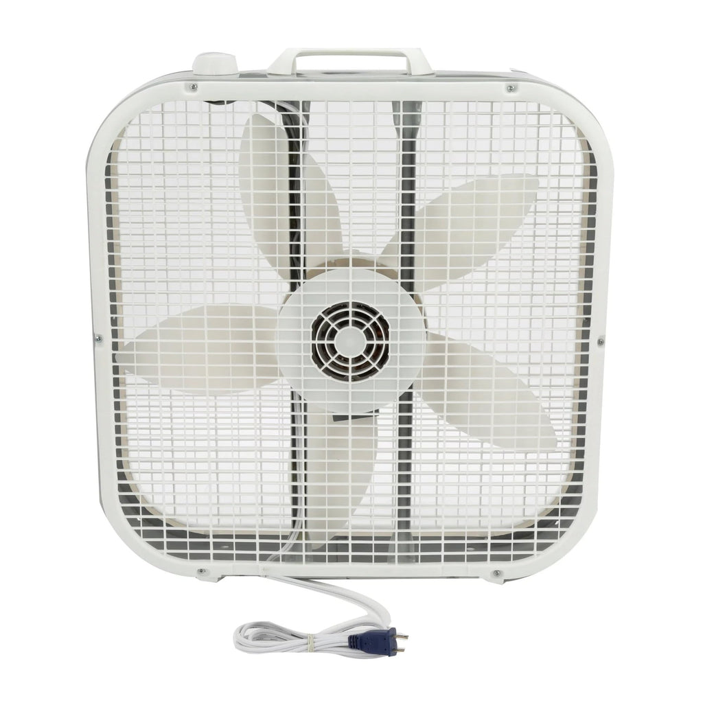 20" Classic Box Fan with Weather-Resistant Motor, 3 Speeds, 22.5" H (White) H629