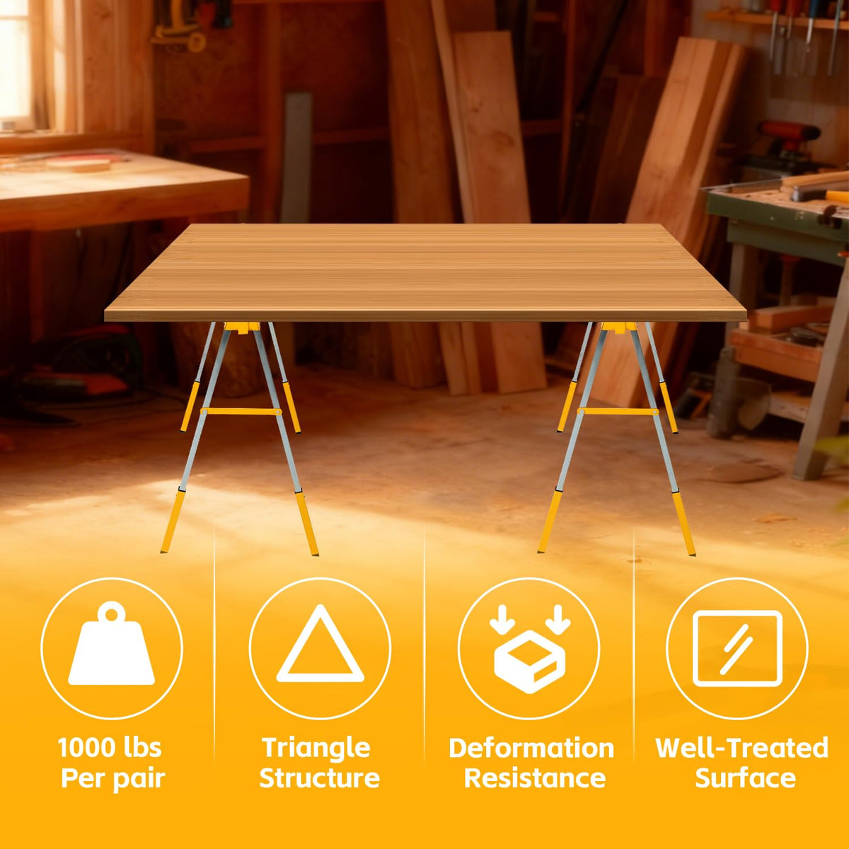 Adjustable Folding Steel Sawhorse 2 Pack V414