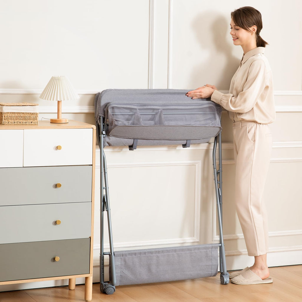 Portable Adjustable Height Folding Baby Changing Table with Wheels R23045