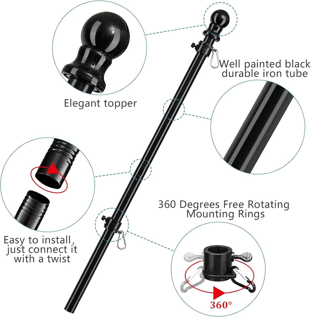 Black 5ft Tangle Free Metal Flag Pole B55696