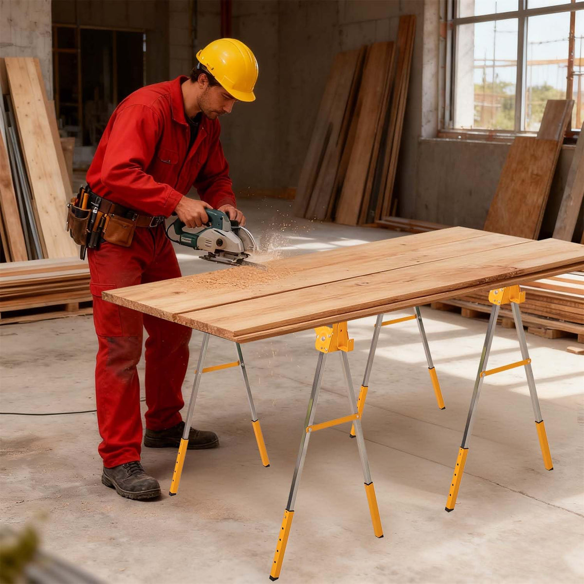 Adjustable Folding Steel Sawhorse 2 Pack V414