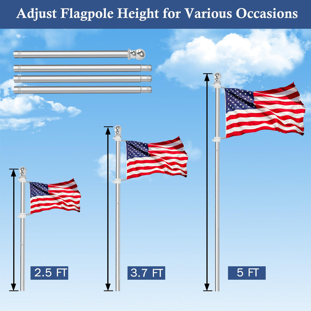 5FT Stainless Steel Wall Mounted Flag Pole Kit W892