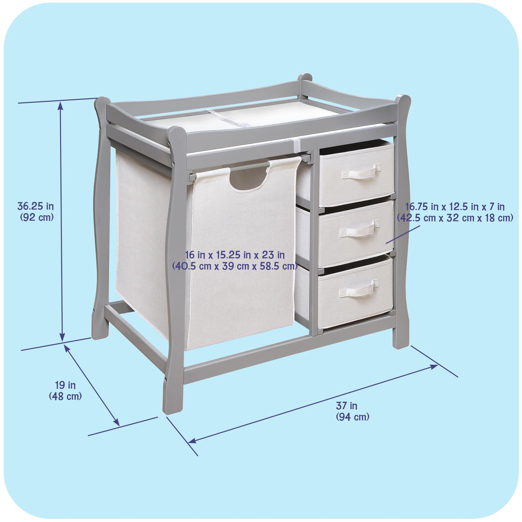 Gray Baby Changing Table with 3 Storage Baskets Z625