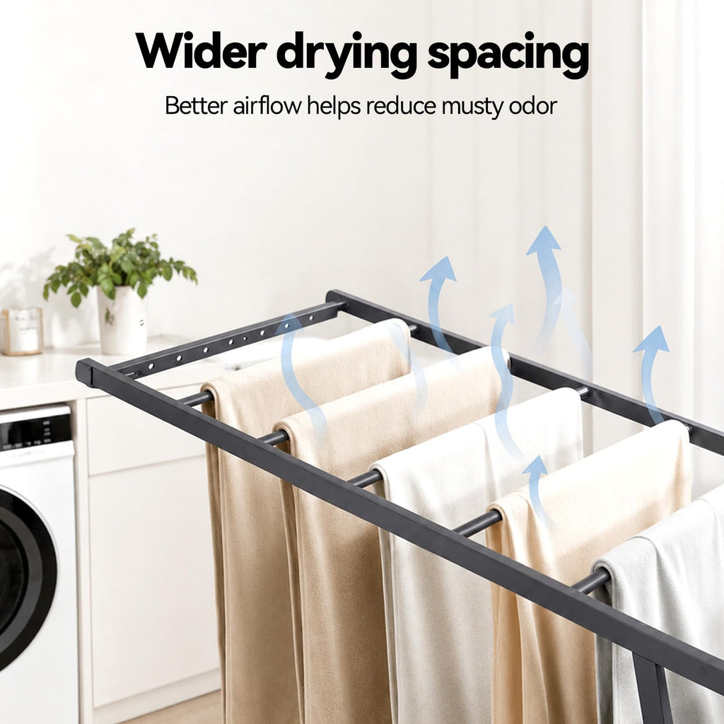 Foldable Metal Clothes Drying Rack with Wheels P49474