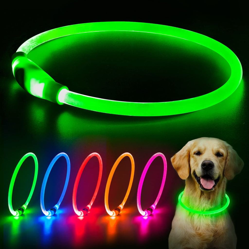 LED Dog Collar USB Rechargeable Green T93204