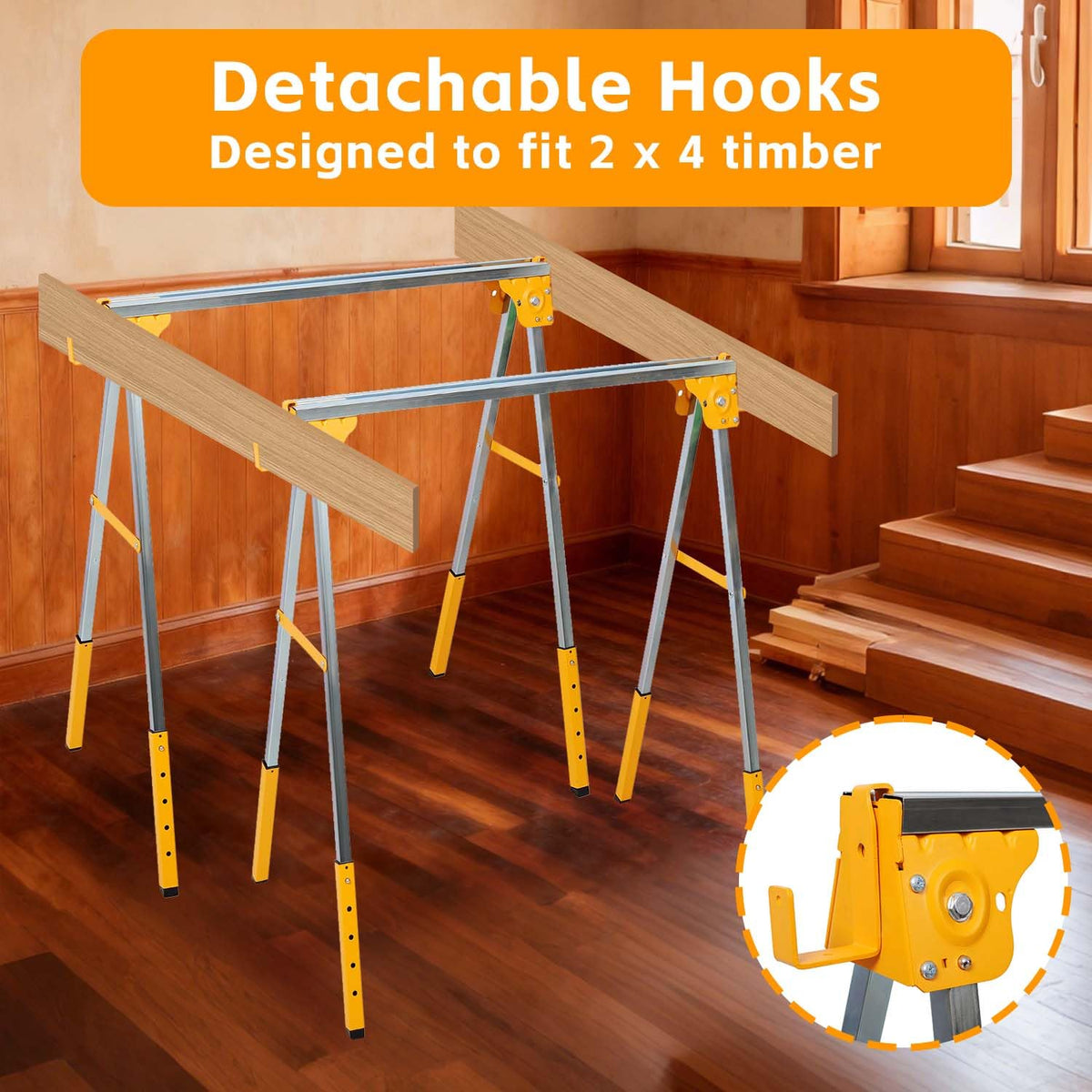 Adjustable Folding Steel Sawhorse 2 Pack V414