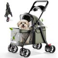 Foldable Pet Stroller for Small Dogs and Cats, 33 lb, 4-Wheel, Forest Green M900