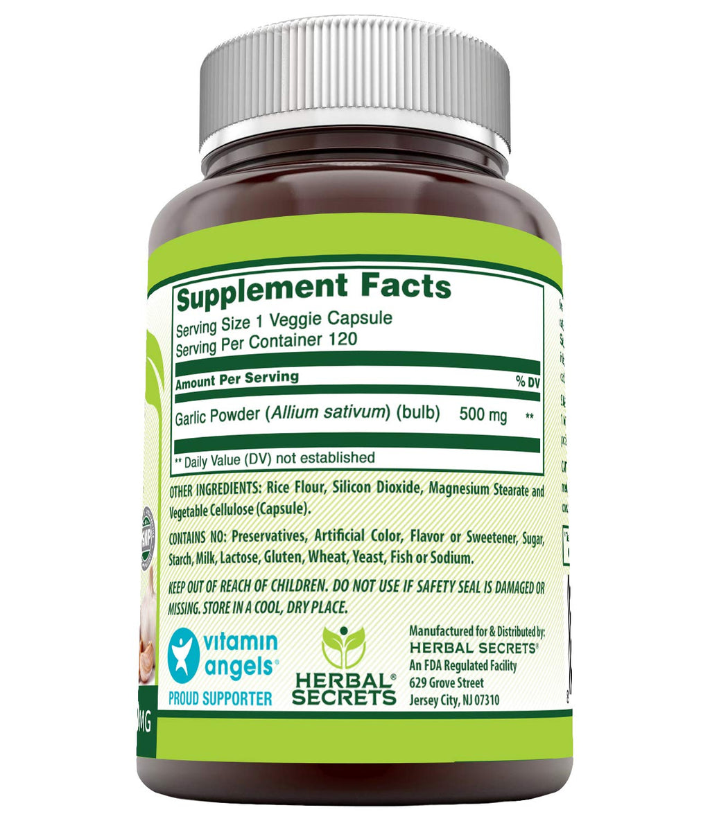 Garlic 500 mg 120 Veggie Capsules Supplement O8704